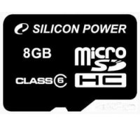 Карта памяти micro SDHC 8Gb Silicon Power; Class 6; No adapter (SP008GBSTH006V10)