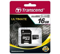 Карта памяти micro SDHC 16Gb Transcend; Class 10; With SD-adapter (TS16GUSDHC10)