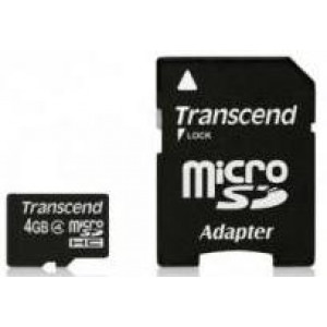 Карта памяти micro SDHC 4Gb Transcend; Class 4; With SD-adapter (TS4GUSDHC4)