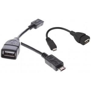 Переходник OTG; micro USB to USB; Black; 10cm;