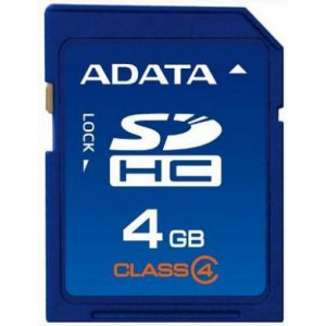 Карта памяти SDHC 4Gb A-Data (ASDH4GCL4-R); Class 4