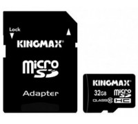 Карта памяти micro SDHC 32Gb Kingmax; (KM32GMCSDHC101A); Class 10; with SD-adapter
