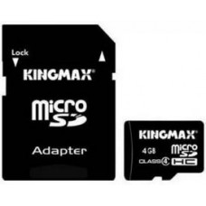 Карта памяти micro SDHC 4Gb Kingmax; (KM04GMCSDHC41A); Class 4; with SD-adapter