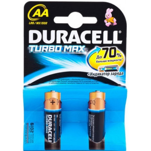 Батарейка Duracell LR06; Turbo Max +70%;Типоразмер AA (с индикатором заряда)