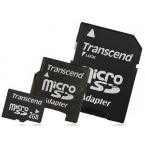 Карта памяти micro SD 2Gb Transcend (TS2GUSD2); with SD & mini SD adapter