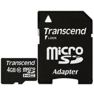 Карта памяти micro SDHC 4Gb Transcend with SD adapter