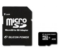 Карта памяти micro SDHC 4Gb Silicon Power (SP004GBSTH010V10-SP)