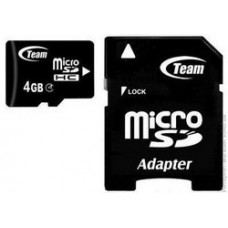 Карта памяти micro SDHC 4Gb Team; Class 4; With SD-adapter (TUSDH4GCL403)