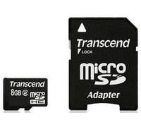 Карта памяти micro SDНС 8Gb Transcend with SD-adapter