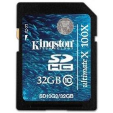 Карта памяти SDHC 32Gb Kingston; (SD10G2/32GB); Class 10
