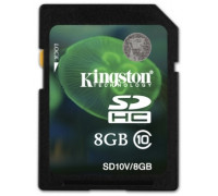 Карта памяти SDHC 8Gb Kingston (SD10V/8GB); class 10
