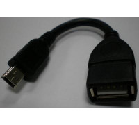 Переходник OTG; mini USB to USB; 10cm; Black; Lux