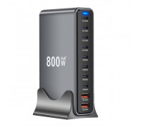 USB зарядная станция 2USB-A/8USB-C/800W/QC3.0/ Black