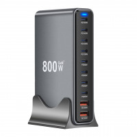 USB зарядная станция 2USB-A/8USB-C/800W/QC3.0/ Black